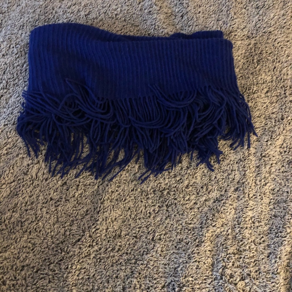 Blue Fringe Layered Scarf
